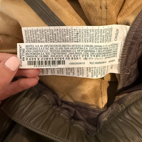 Zara Green Brown Faux Leather Sweatpants Relaxed Fit Joggers size S NWT - Picture 8 of 10